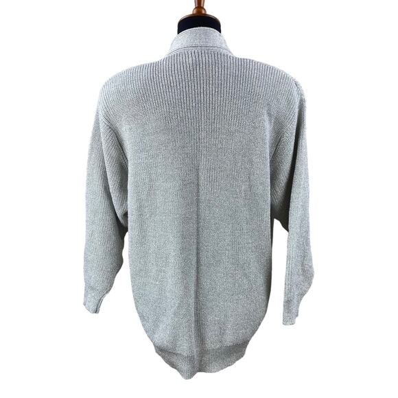 Vintage 80’s Metallic Silver Cardigan Sweater oversized Size M 1980's - Picture 3 of 9